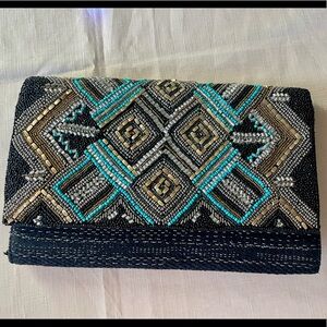 America and Beyond Embellished Convertible Clutch with Chain Strap